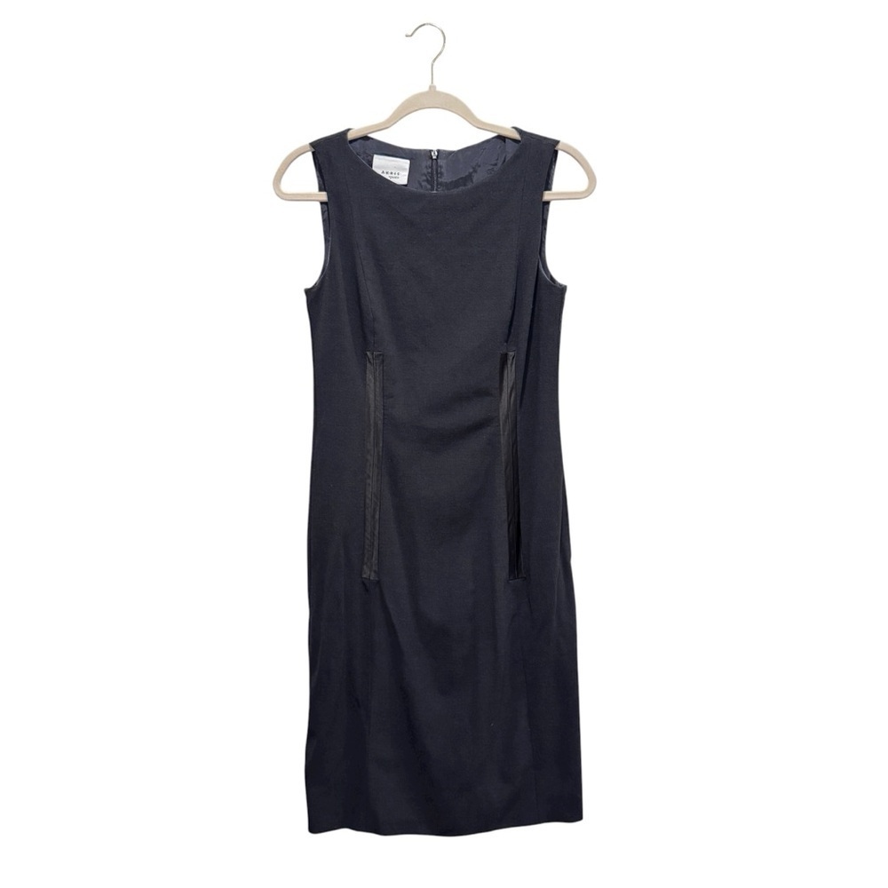 Akris Punto Wool Sheath Sleeveless Dress Career Corporate Charcoal Black Sz 6